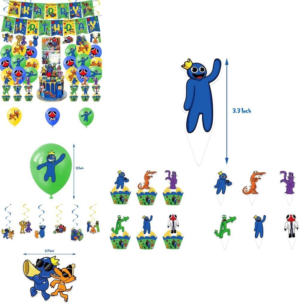 Набор принадлежностей для вечеринки Roblox Rainbow Friends с баннером, топпером для торта, шарами и многим другим!