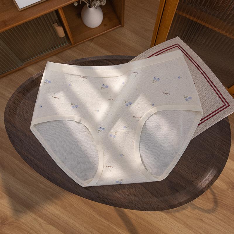 Ladies Spring and Autumn Printed Cute Cotton 10A Antibacterial Extended Crotch Panties