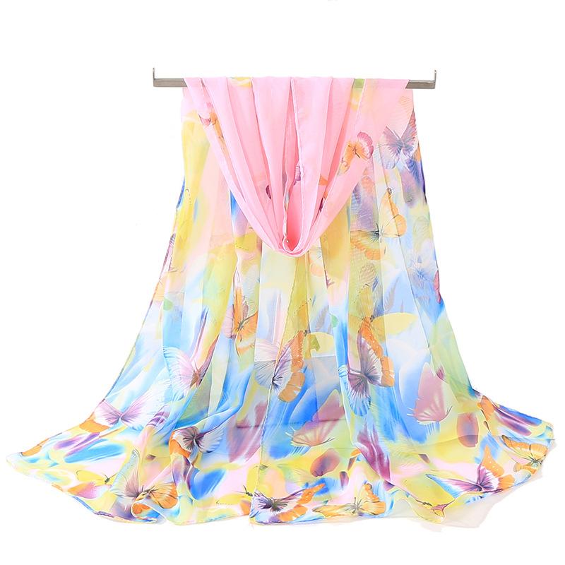 Chiffon Scarf for Women In Summer Ethnic Style New Style Gauze Scarf Korean Version for Women Versatile Sun Protection Shawl