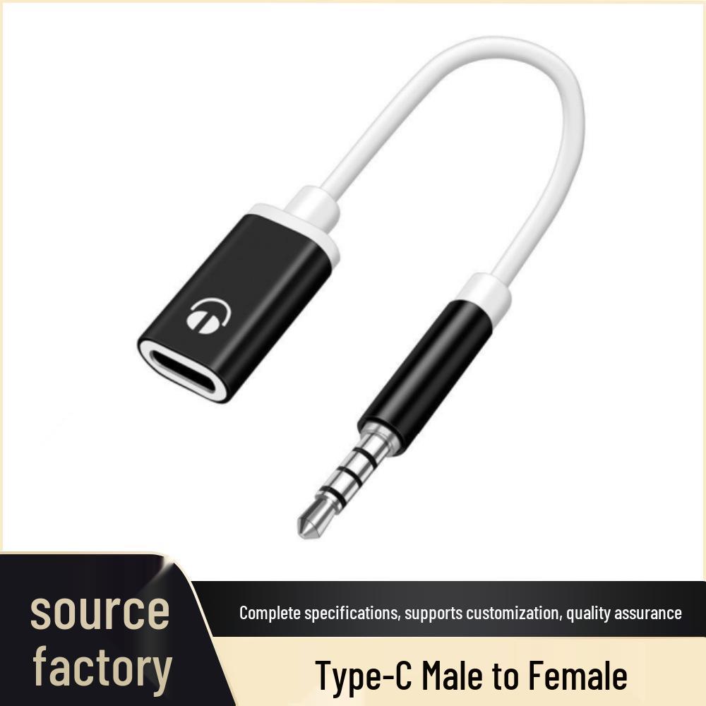 Плоский к круглому адаптер-кабель для наушников 3,5 мм (папа) - USB-C (мама)
