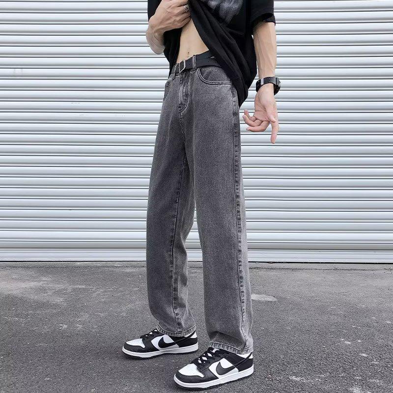 Женские ретро джинсы цвета дымчатого серого, уличный стиль, облегающие, свободные прямые, коллекция весна 2025