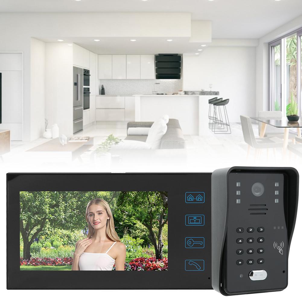 7-дюймовый TFT LCD дверной звонок с дистанционным управлением, паролем, картой, видеодомофоном, водонепроницаемым домофоном