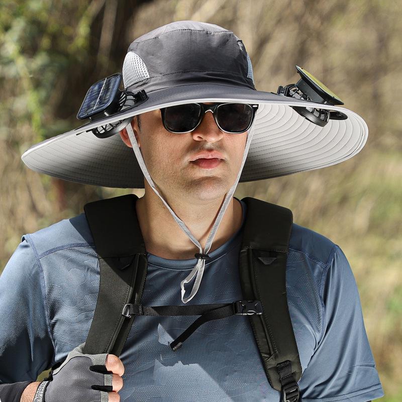 Men's Solar-Powered Cooling Hat with Fan for Outdoor Work
