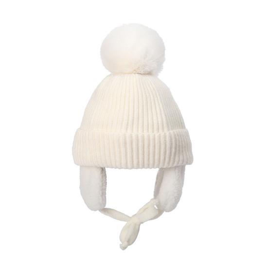 Yousheng Children Hat Thickened Wool Knit Hat with Pom-Pom Ball Decor Extended Ear Flaps Design Fleece Lining Warm Winter Hat