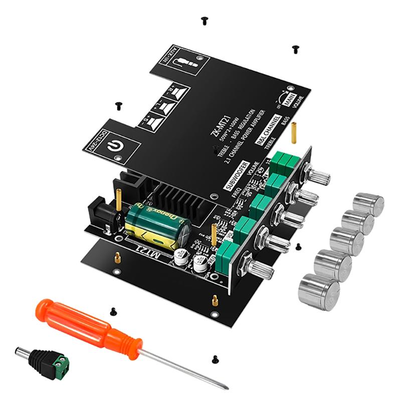 Zk-Mt21 Bluetooth-совместимая 2.1-канальная плата усилителя мощности баса сабвуфера плата аудио стереоусилителя