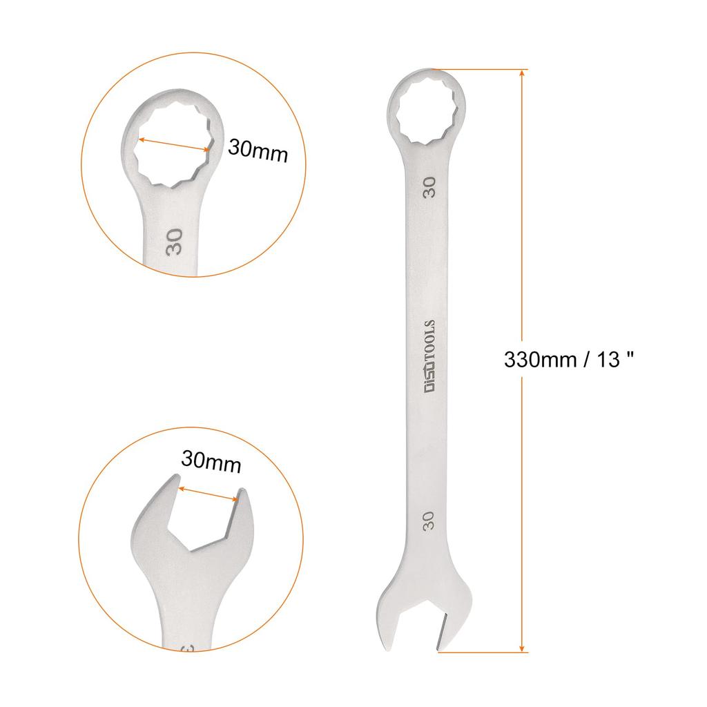 Uxcell Combination Ratchet Thin Spanner Wrench Mirror Open Auto Car Furniture Assembly Spanner, Wrench, Set, 30mm, 2-Piece, CR-V Steel, Finish,