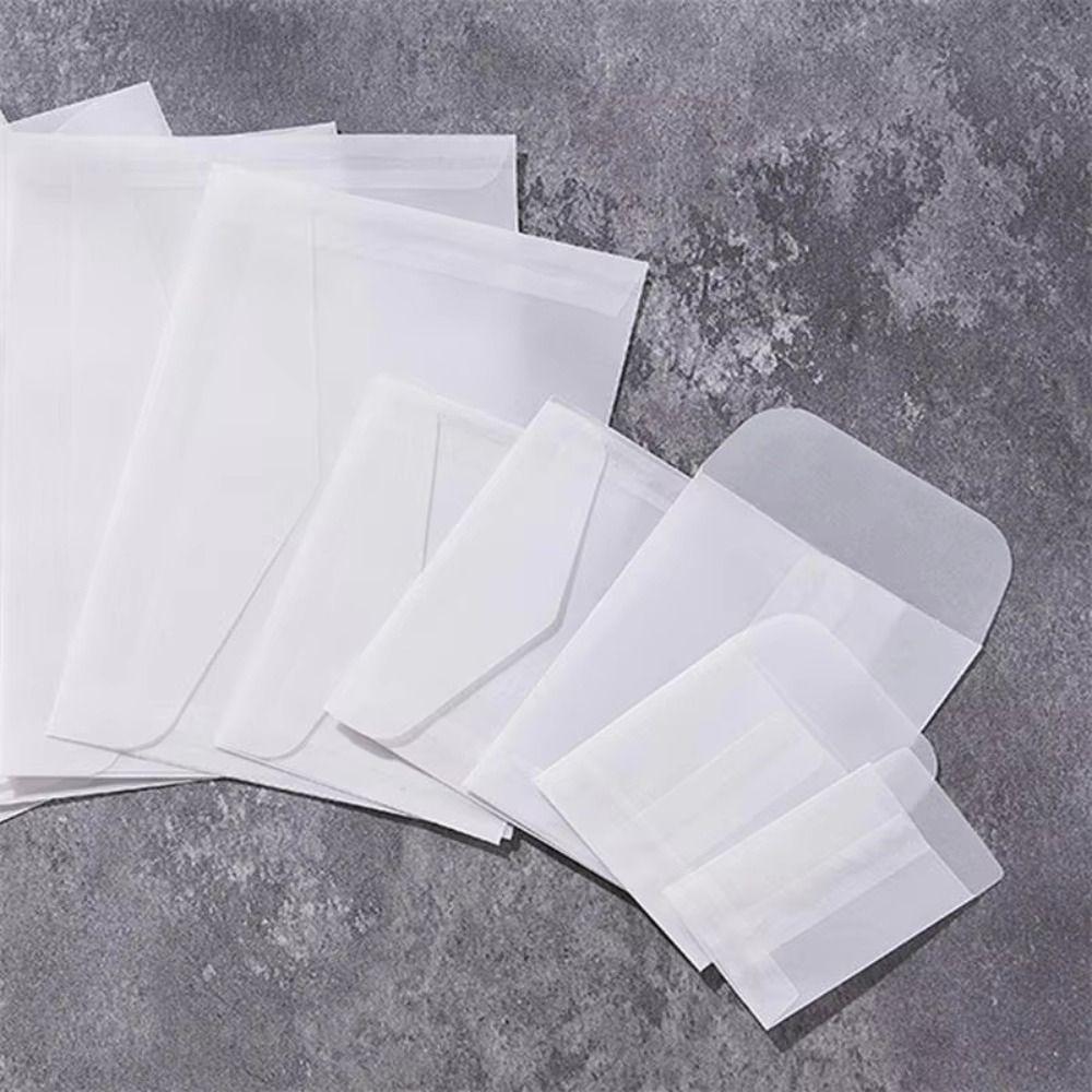 50Pcs/Pack Matte Frosted Vellum Paper Envelopes Simple Wedding Invitation Pouch for Photos Storing