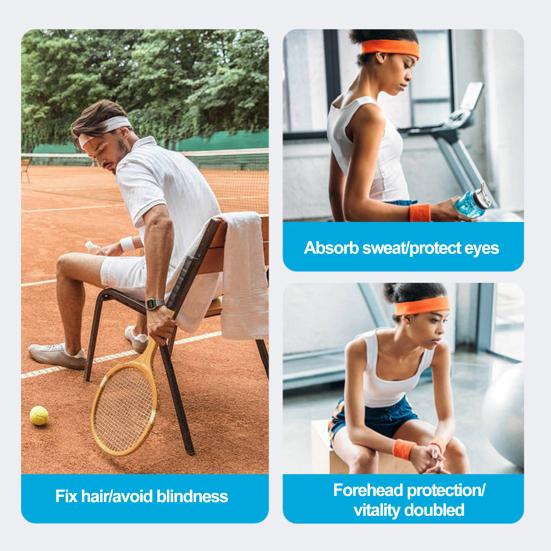 Набор повязок на голову для спорта Набор повязок на запястье Махровая ткань Теннис Гимнастика Повязка на запястье Спортивная