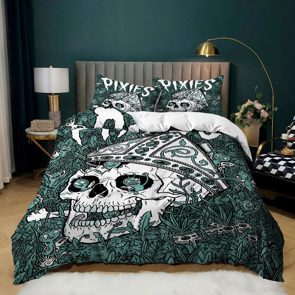 Halloween Skull Three-Piece Home Textiles Bedding Quilt Cover Pillowcase