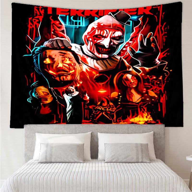 Art the Clown Terrifier Tapestry for Bedroom Aesthetic Classroom Tapestries Wall Hanging for Living Room Dorm Office,Ideal Creative Gift