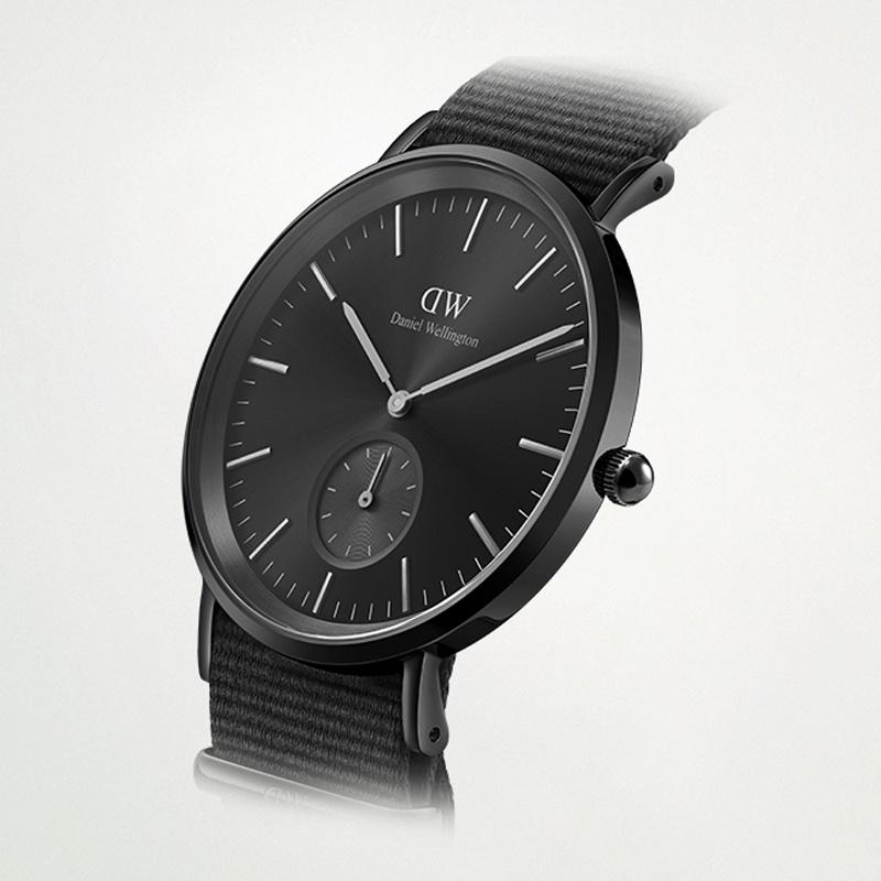 DANIEL WELLINGTON Часы Серии Classic Кварцевый Механизм Холщовый Ремешок 40 мм Черный Циферблат Мужские Часы Модные и Универсальные DW00100738