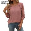 Women's Fashion Casual Autumn Winter Solid Color Print Long Sleeve O Neck Blouses & Shirts