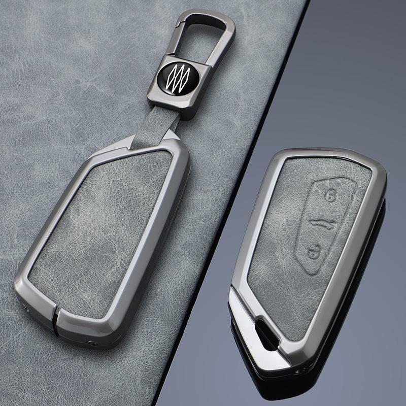Leather Zinc Alloy Car Key Case Cover For Vw Volkswagen Golf 8 Skoda Octavia A8 Seat Leon Mk4 Key Chain Accessories