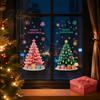 Pink Christmas Tree Decals 2Pcs Static Window Clings, Removable Xmas Stickers Snowflake Clings with Star for Home Shop Cafe Holiday Decorations Party
