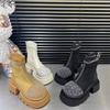 Fashion Outdoors Women's Ankle Boots Side Zipper 2024 High Quality Rhinestone Decoration Square Heel Fashion Boots Zapatos Para Mujeres