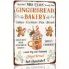 Mrs. Claus Gingerbread Bakery Metal Sign Christmas Themed Retro Poster Kitchen Cafe Bar Home Farmhouse Xmas Wall Decor