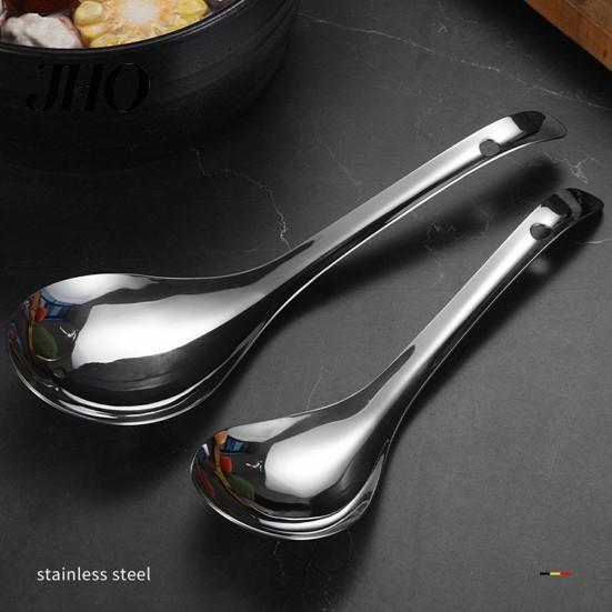 Food Grade 304 Stainless Steel Spoon Large Serving Thickened Deep Dinner Spoons for Rice Soup Mirror Polished Kitchen Utensil Home Restaurant Buffet