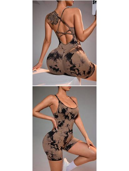 Seamless Tie-Dye One-Piece Yoga Suit: High-Waist, Hip-Lifting, Back-Detail for Fitness