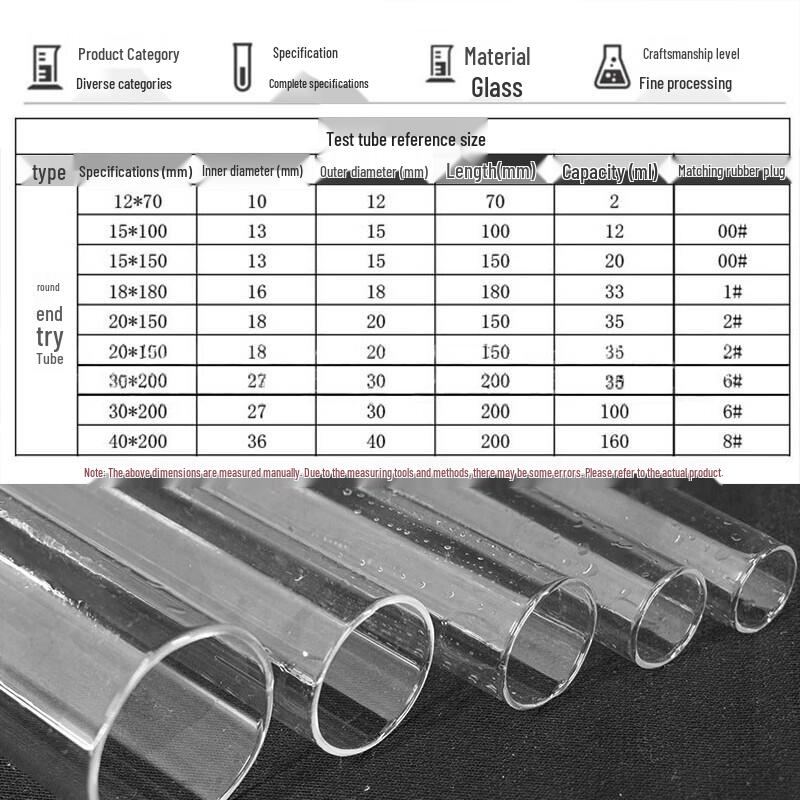 Haisidike HKQS-142 Thickened Round Bottom Glass Test Tube