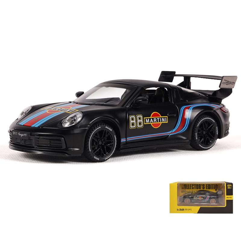 1/32 Porsche 911 Targa 4S Martini Racing Edition Спортивный автомобиль Сплав Литой Модель автомобиля Высокая симуляция Украшения Орнамент Подарок