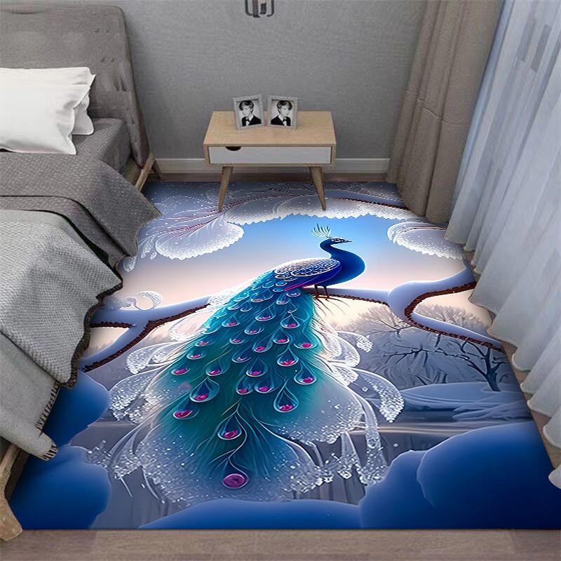 3d Bedside Thickened Peacock Bedroom Carpet Universal Four Seasons Bed Front Bay Window Mat Kitchen Living Room Highend Carpet