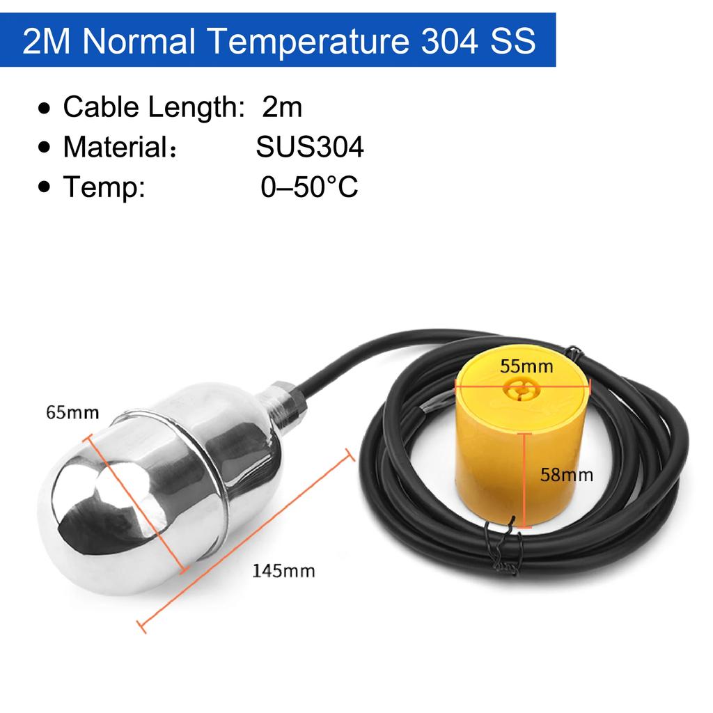 Stainless Steel Cable Float Ball Liquid Level Float Switch Durable Tank Level Sensor for Water