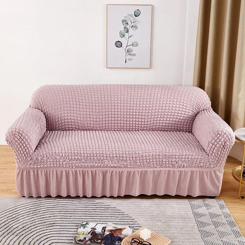 Seersucker Sofa Cover Elastic Sofa Slipcover Adjustable Sofa Cover Furniture Protector For Living Room Bedroom Office Home Decor