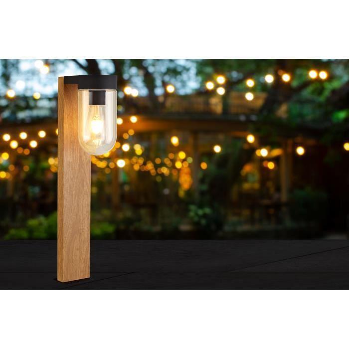 CABAR Outdoor Bollard - BRILLIANT - Dark Wood/black - Metal/glass E27 1x40W