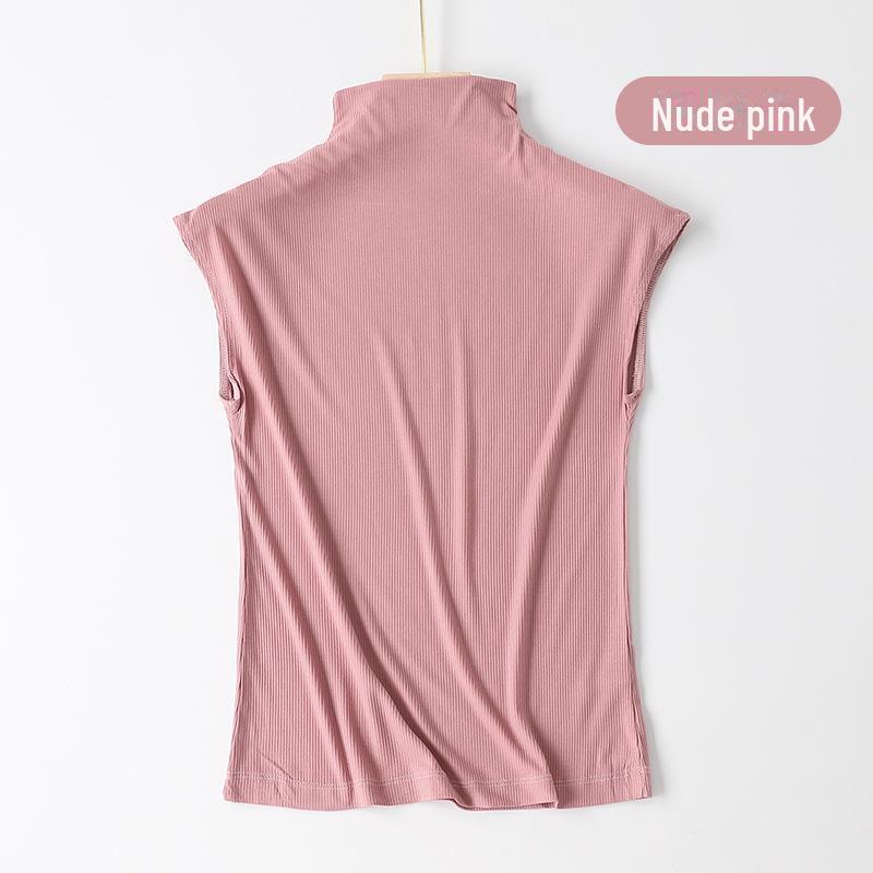 Женский жилет без рукавов с полуворотом из модала - стильный черный летний топ