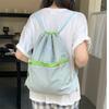 Color Block Drawstring Backpack Ins Korean Version Adjustable Shoulder Strap Ties Large Capacity Backpack Lightweight Travel Bag