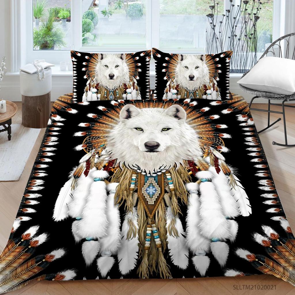 Soft Bedding Set 3d Digital Wolf Printing 2/3pcs Duvet Cover Set with Zipper Single Twin Double Full Queen King