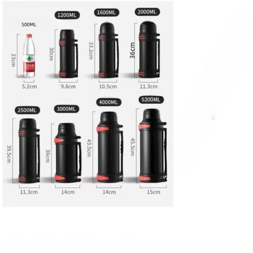 Бутылка для воды большой вместимости для взрослых (5.2 л, 4 л, 3 л, 2.5 л, 2 л, 1.6 л, 1.2 л) с управлением одним касанием, вакуумной изоляцией, сохраняет горячее или холодное, спортивный кувшин