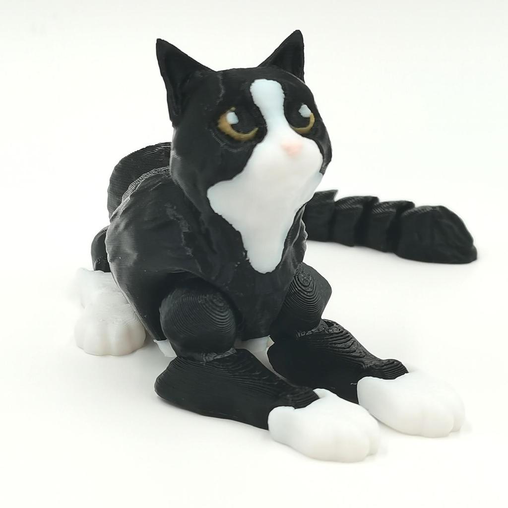Реалистичная черная кошка, модель-игрушка, напечатанная на 3D-принтере, с подвижными суставами
