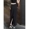 Classic Womens Black High Waist Pencil Skirt With Side Slit For Office Wear