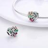 Silver Plated Green Series Avocado Pendant Four-leaf Clover Charms Beads Fit Original  Bracelet Women Jewelry