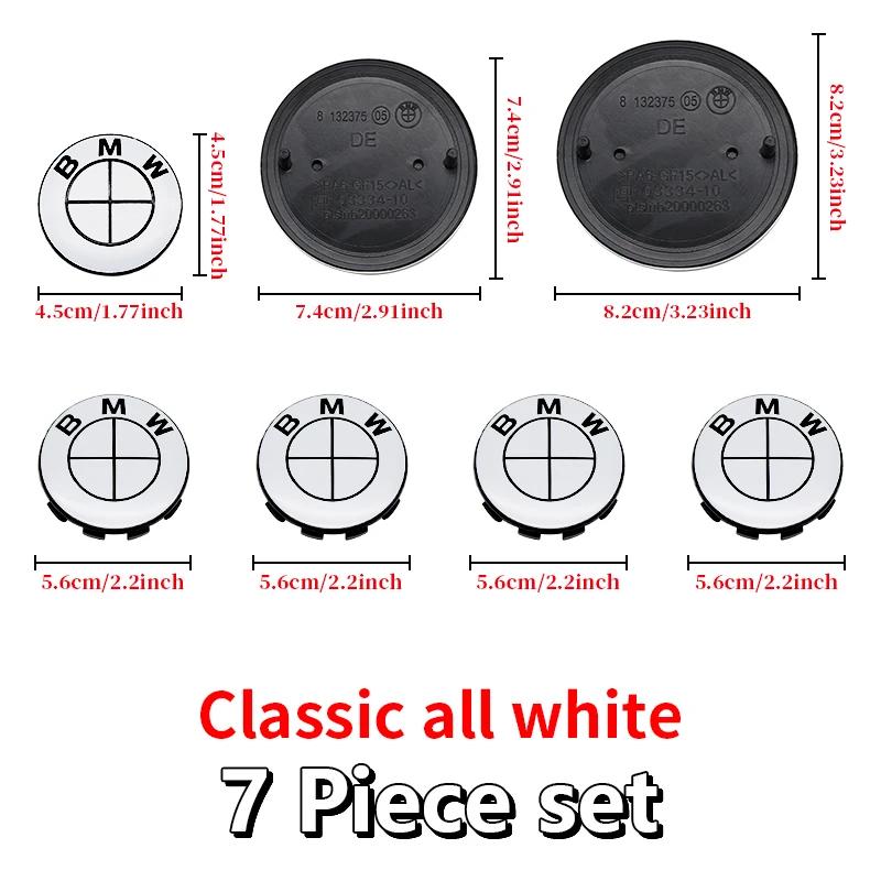 BVYD9 7Pcs ABS Car Front Grille Trunk Logo All white For BMW G30 G31 G38 G11 G12 G20 G28 F10 F48 F21 F22 Wheel Rim Decoration Cover