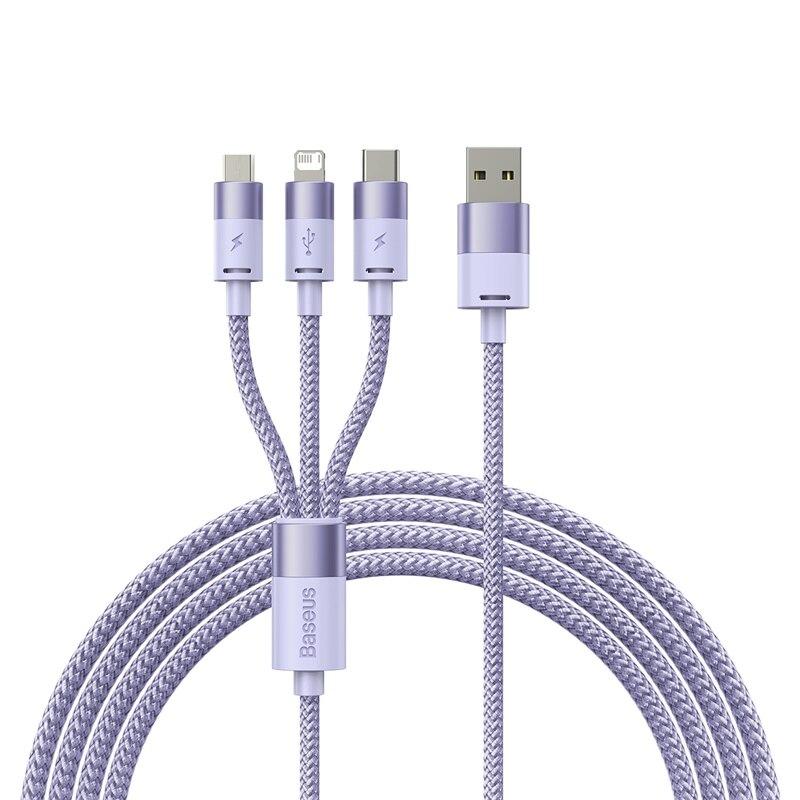 Baseus 3-в-1 USB-кабель Micro USB Type-C Быстрая зарядка Micro USB Type-C Кабель для передачи данных Для IP 14 13 Samsung Huawei