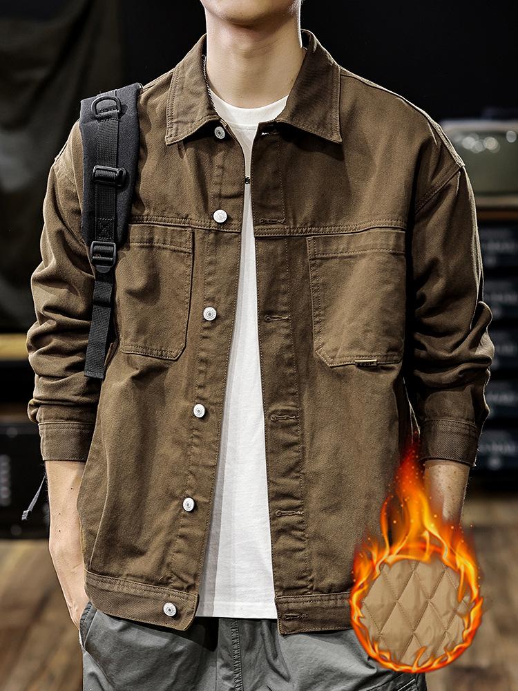 American Retro Heavy Denim Jacket Men'S Trendy Brand Loose Men'S Tooling Jacket