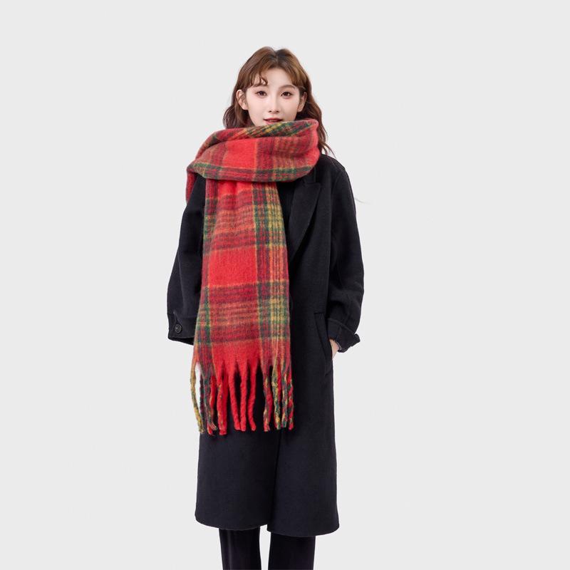 Women's Korean Plaid Mohair Scarf - Warm, Fashionable, Versatile Winter Neck Warmer