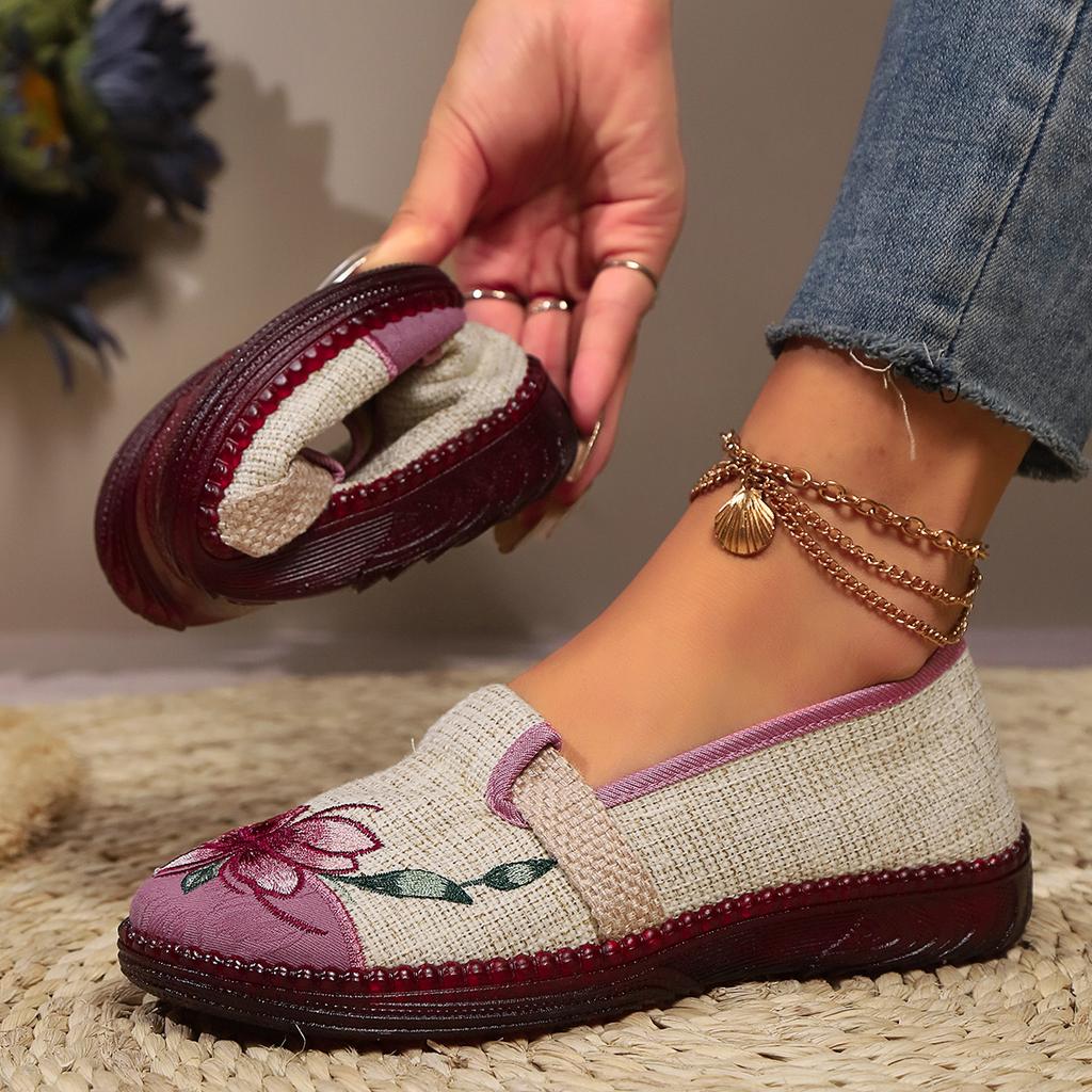 Мода 2024 Новое поступление Круглый носок Удобная повседневная женская обувь Горячая продажа Летние элегантные дышащие сетчатые вышитые балетки