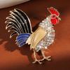 Trendy Alloy Animal Brooches For Women Men Multicolour Cock Metal Crystal Brooch Party Birthday Daily Zircon