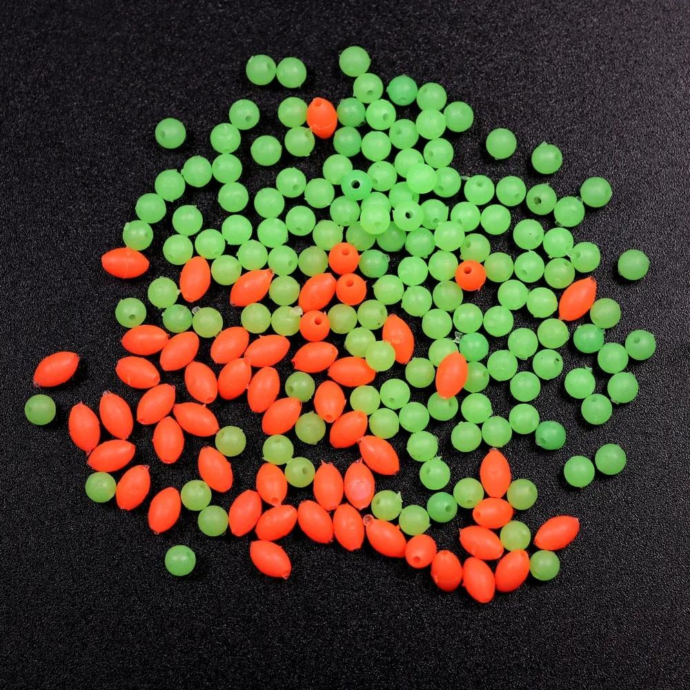 1000/3000PCS Wholesale Red Green Oval Soft Rubber Luminous Fishing Beads Glowing Sink Beads For Fishing Rigs Fishing Lure Tackle