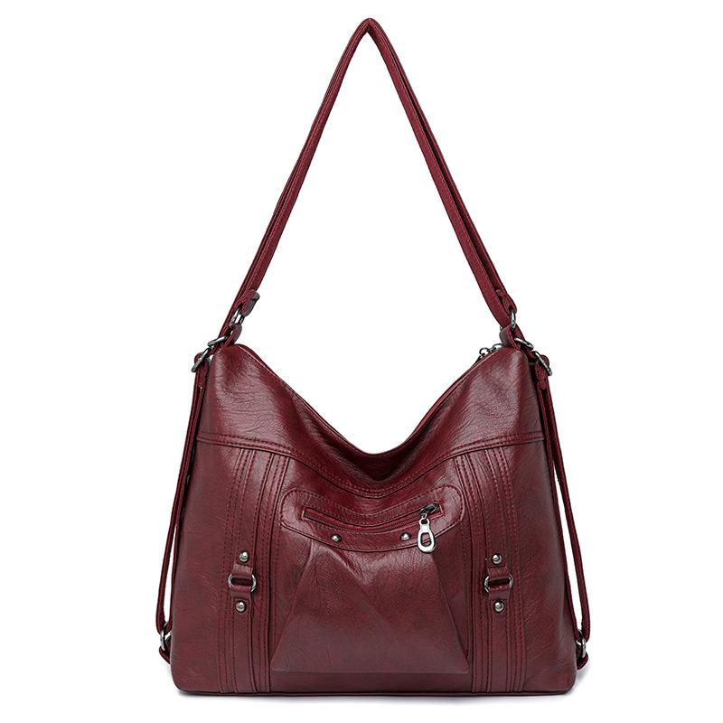 Женская сумка новая мягкая кожа женская большая вместимость на плечо мессенджер ретро рюкзак на молнии