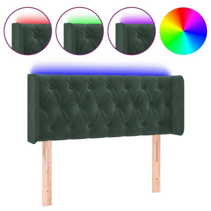 VidaXL LED Headboard Bedroom Furniture Single Bed Accessory Headboard Bed Frame Interior Dark Green 3123611