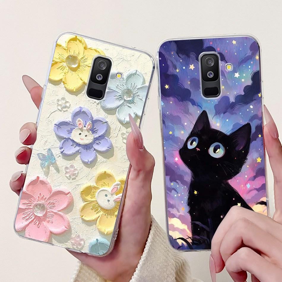 Чехол для телефона Samsung Galaxy A6 Plus 2018 На Samsung A6+ (2018) A6 A600F A605G Элегантные Цветочные Кошачьи Мягкие Силиконовые Прозрачные TPU Чехлы