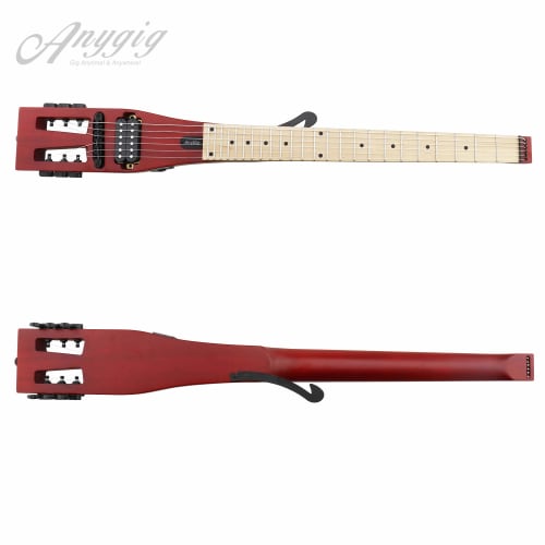 Anygig Portable Travel Electric Guitar, 82cm, 1.6kg, Brown, Sapele 25.5 Full-Scale, Right-Handed, with Gig Bag