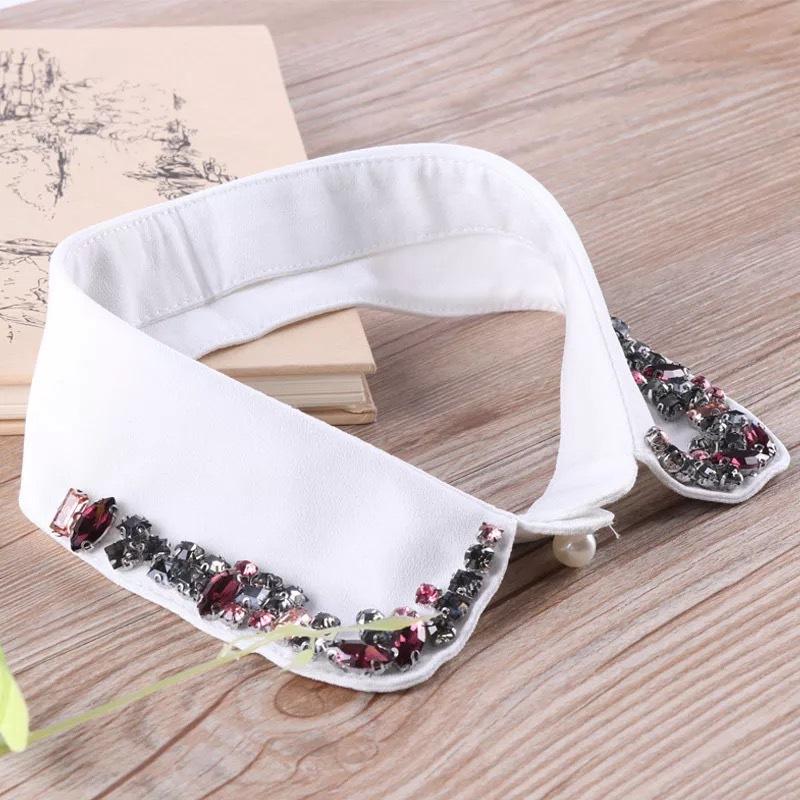 Мода Женщины Блестки Съемные Воротники Искусственные Белые Черные Ложные Воротники Женщина Галстук Мода Съемный Бриллиант Искусственный Воротник Женщины