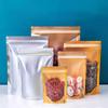 100Piece Gold Aluminum Bag One Side Clear Window Zip Lock Bag Food Standing Packaging Pouches Plastic Grain Storage Display Bags