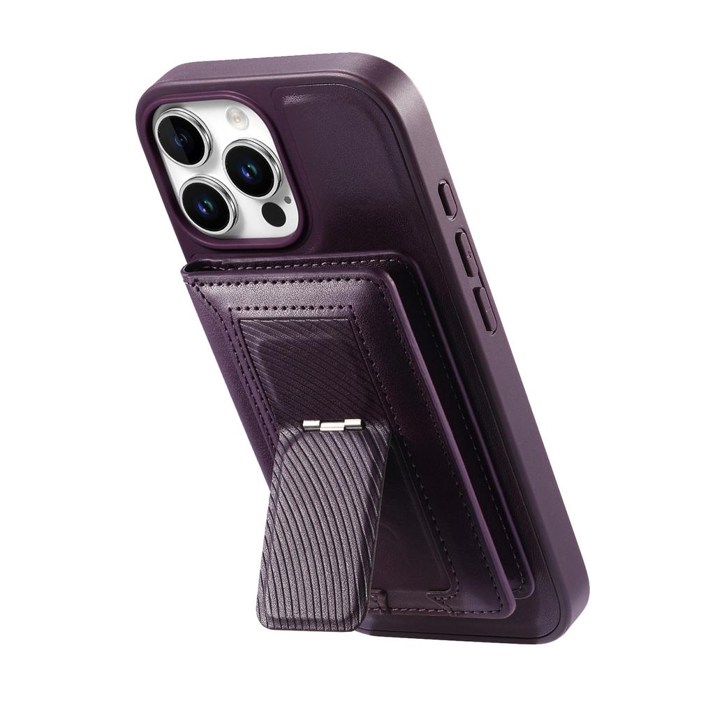 CASENEO For iPhone 16 Pro Max Detachable Magnetic Phone Case with Card Holder Kickstand TPU PU Leather PC Phone Cover Compatible with MagSafe