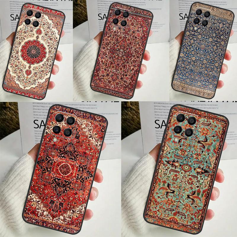 Persian Carpet Floral Pattern For Samsung Galaxy M12 M32 M52 M14 M34 M54 M21 M51 M31 M30s M20 M15 M55 M13 M33 M53 Case